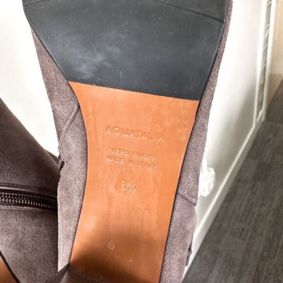 Aquatalia Vanie Weatherproof Suede Bootie Taupe with Matte Buckle 8.5 - Picture 9 of 10